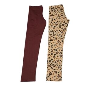 Kids Leopard and Maroon Leggings Set